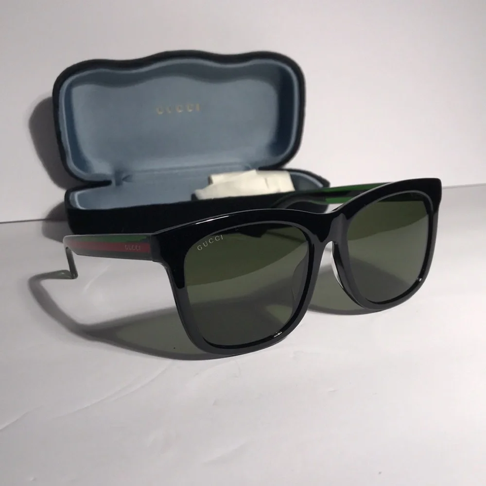 New Authentic GUCCI GG0057SKN 56MM Sunglasses – Black/Green
